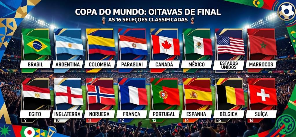 Oitavas de final da Copa do Mundo prometem confrontos de gigantes